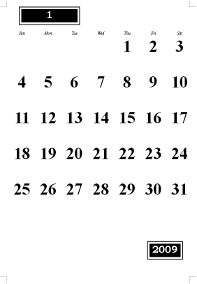 2009年1月のカレンダー