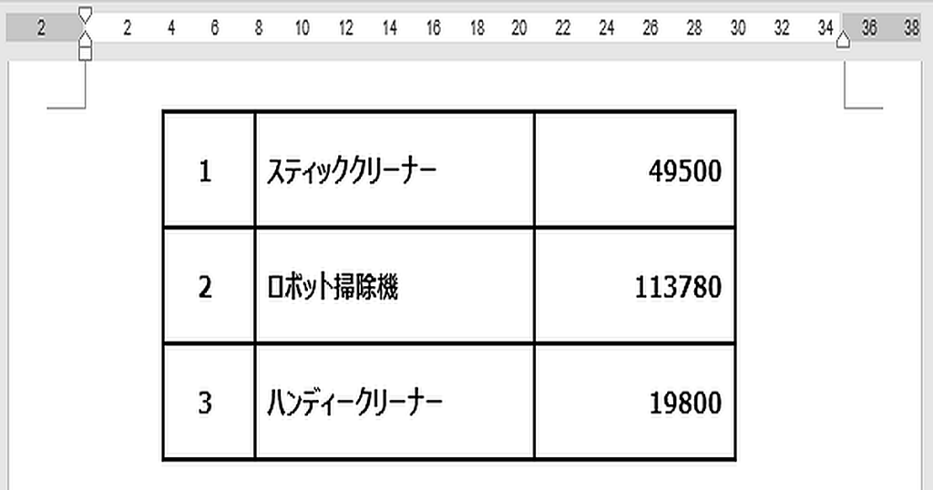 表に段落番号を使い連番を振る方法
