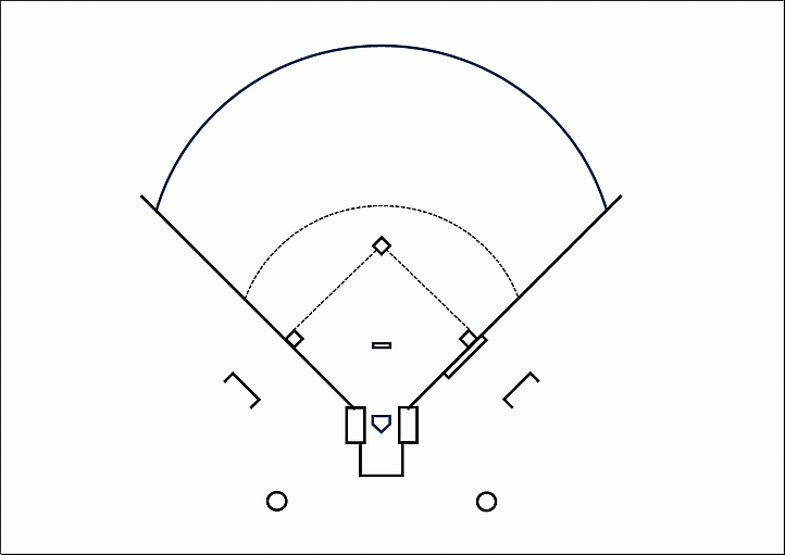 野球グラウンドの白黒イラスト・A4横